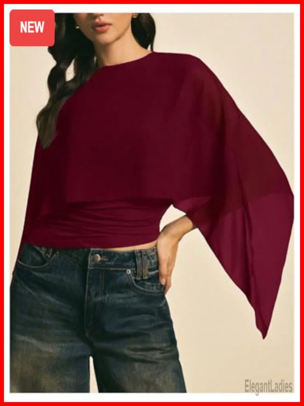 Asymmetrical Chiffon Blouse Dressy Casual Sheer Mesh Top Keyhole Back